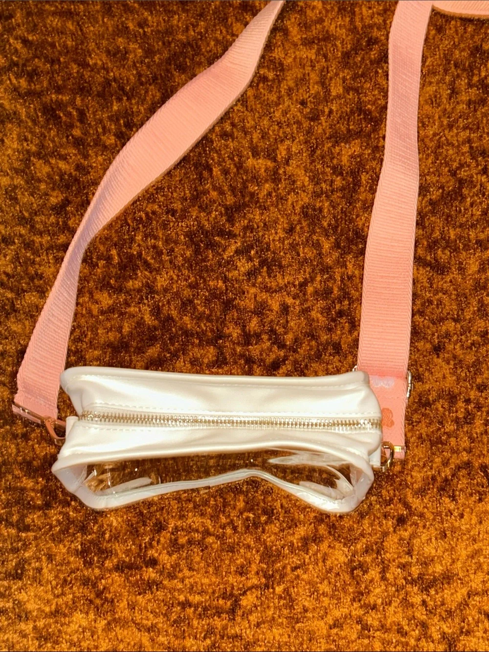 Clear Crossbody Bag with Pink Floral Strap
